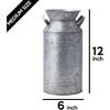 12" Inch, Galvanized Metal Farmhouse Centerpieces Milk Can Jug for Kitchen Cabinets Bedroom Decoration, Rustic Table Tin Vase, Vintage Country Flower