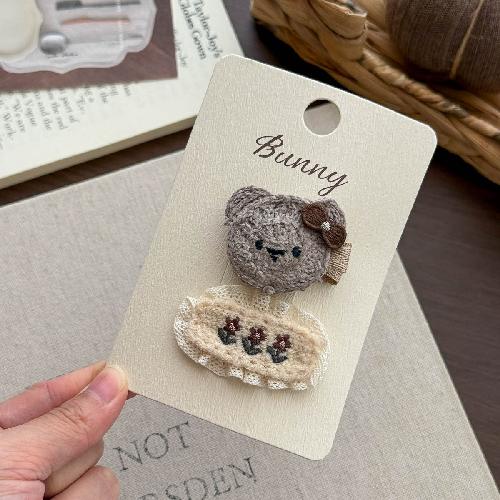 Autumn Retro Coffee Color Love Bow Hairpin Temperament All-match Children's Hair Accessories Side Bangs Hairpin Headdress