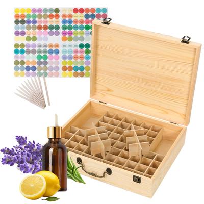 Pure Vie Natural Wood Essential Oil Storage Case, Holds 80 Bottles (5-50ml), for Essential Oils, Perfumes, Aromatherapy Oils, and Cosmetics. Features