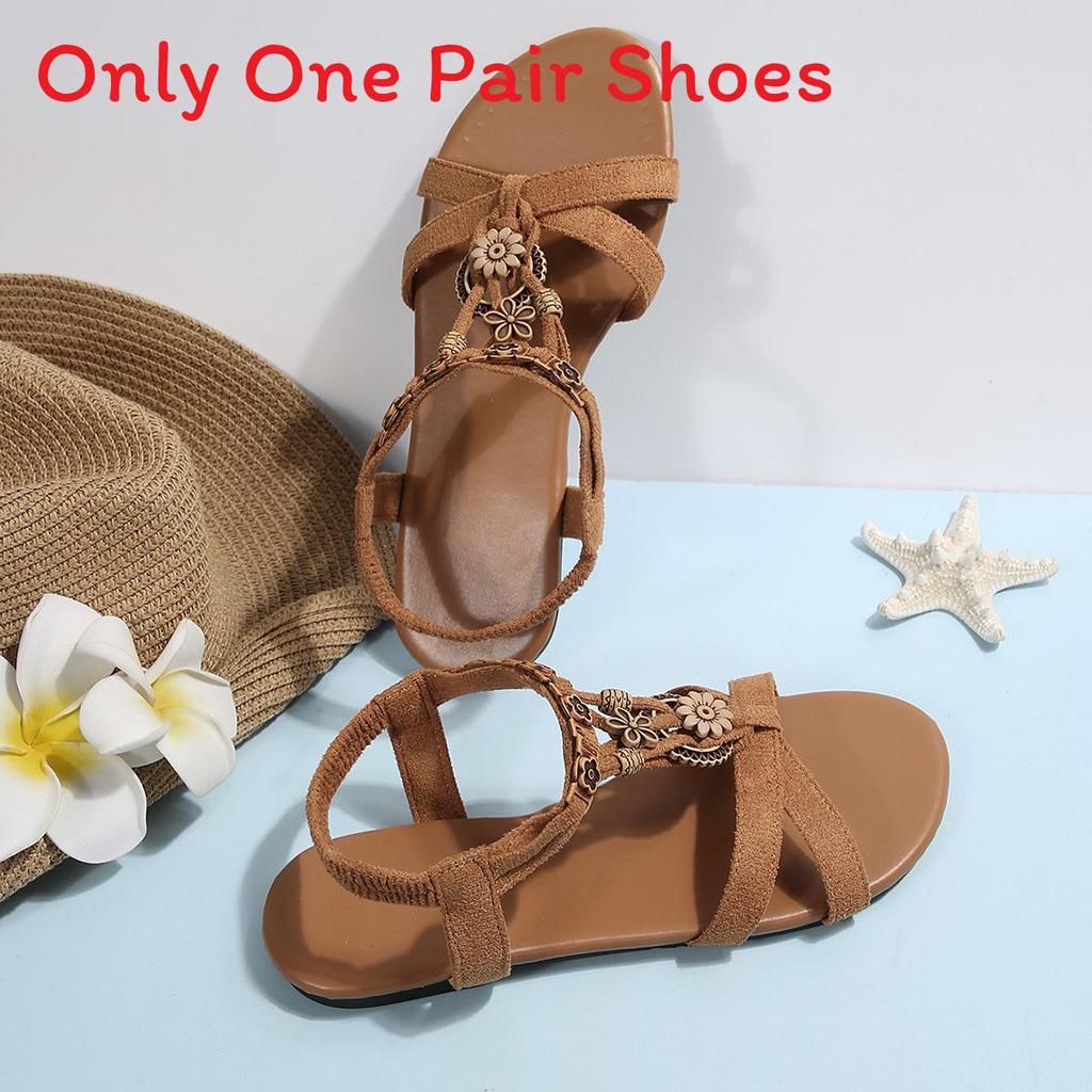 Summer Beach Sandals For Women With Cross Straps Style And Rubber Sole For Casual Wear