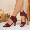 Plus Size Women Peep Toe Fly Knit Stiletto High Heel Sandals