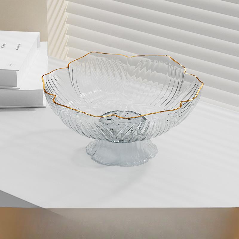 Deepening PET Drained Fruit Tray Home Living Room Tea Table Snack Storage Tray Light Luxury Fruit Candy Tray Gold Stamping Edge