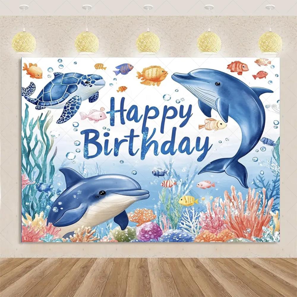Marine Life Exploration Ocean Theme Series Birthday Party Decoration Background Cloth Gift Underwater Banner Photography Studio