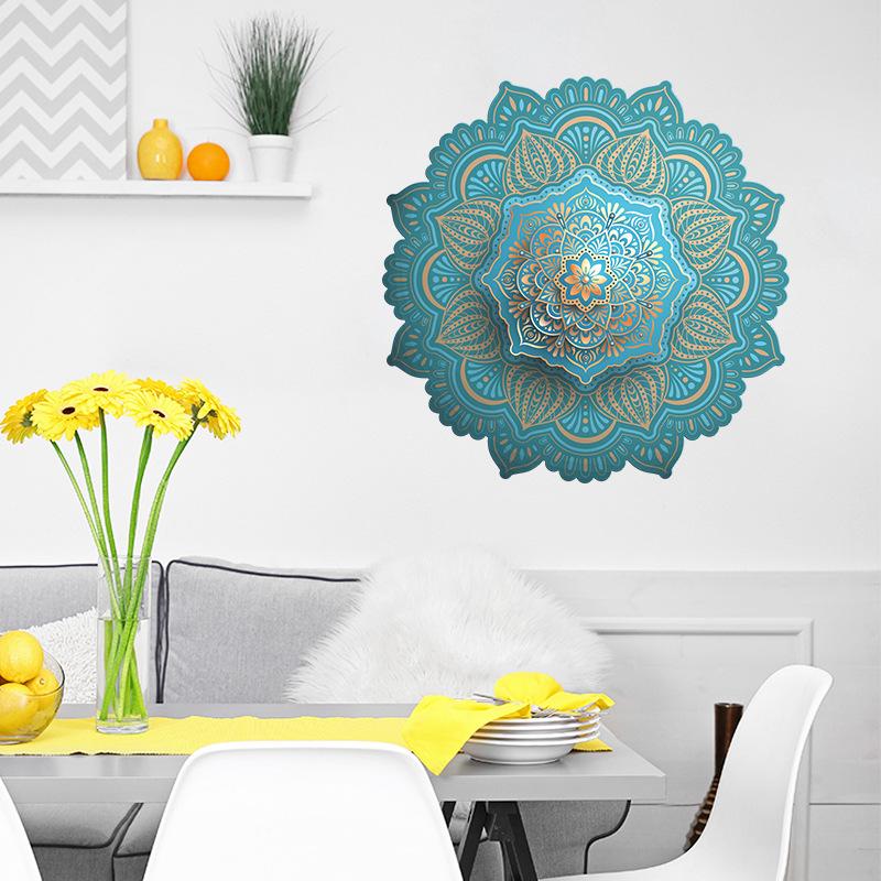 Green Mandala Wall Stickers, Arabic Pattern Festive PVC Decals for Middle East Home Wall Decor, Removable