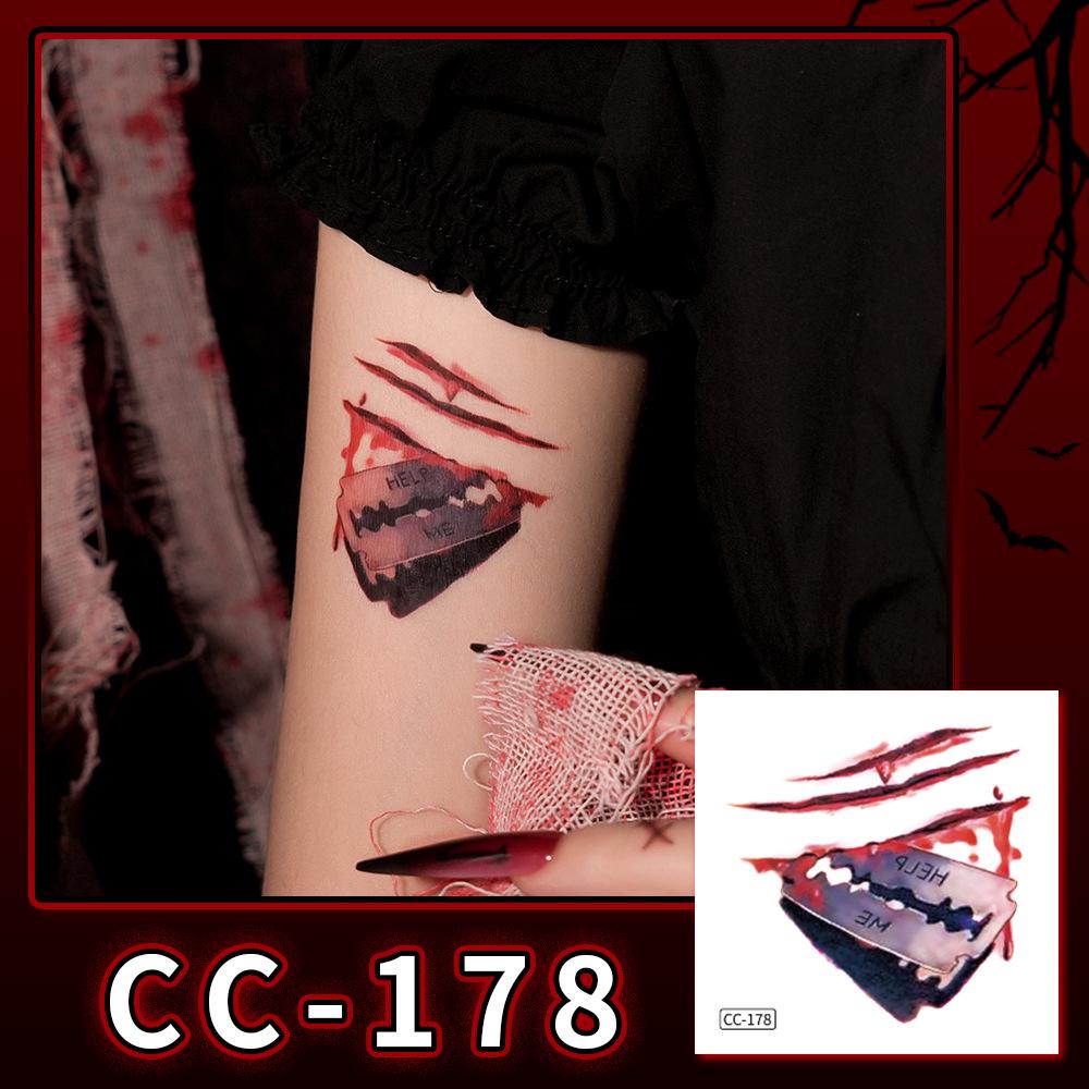 Nuovi Tatuaggi Impermeabili di Halloween Horror Cicatrice Faccia - Adesivi Trucco Opachi per Feste Festival