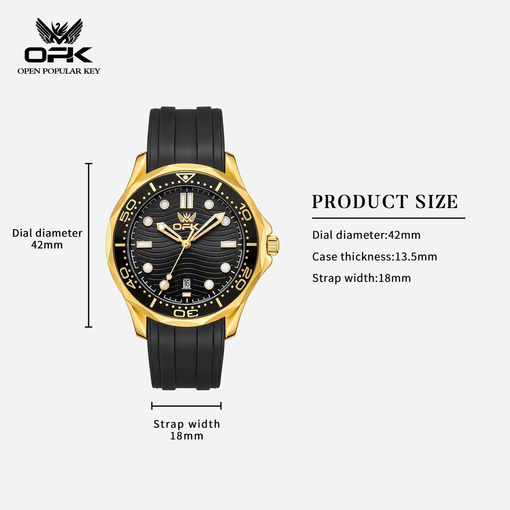 OPK Brand New Trendy Sport Daily Calendar Men's Watch with Night Light and Waterproof Quartz 6109