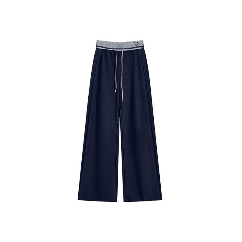 New gray casual pants women's autumn lazy drape high waist straight pants slim loose drawstring sweatpants