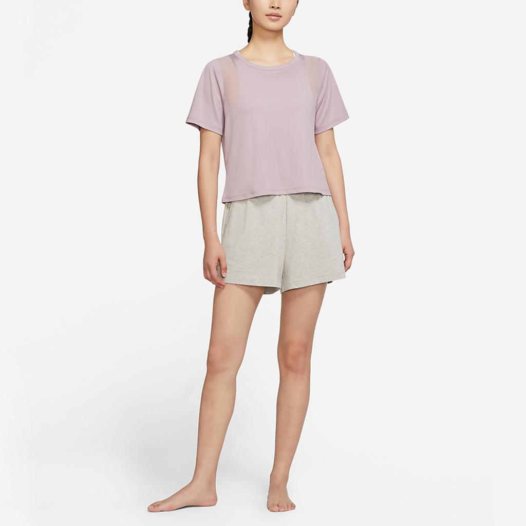 Nike Yoga Dri-Fit Mesh Breathable Sports Round Neck Short Sleeve T-Shirt Women Tops Pink DJ6572-501