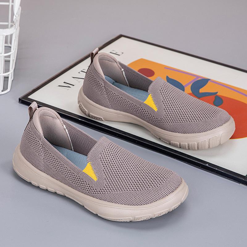 Fashion Women's Vulcanized Shoes Mesh Breathable Sneakers Slip on Flats Platform New Casual Shoes Ladies Anti-slip Walking Woven Shoes
