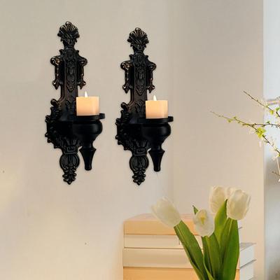 2 Stück Kerzenhalter Kerzenständer Dekorative Wandmontierte Metallornamente für Zuhause Kamin Wohnzimmer