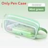 Student Double Layer Mesh Transparent Pencil Case With Large Capacity For School Use