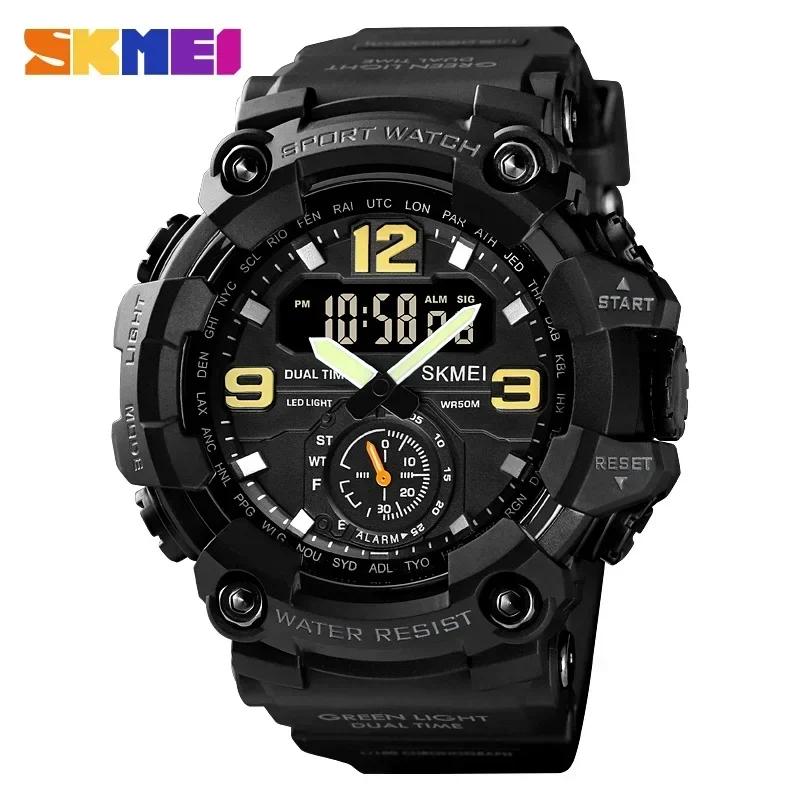 SKMEI 1637 montre homme Shockproof Digital Men Watch Dual Movement 3 Time Sport Wristwatch Mens Waterproof Electronic Watches