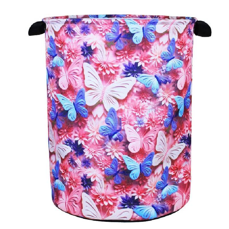 Butterfly Elephant Rabbit Bear Flower 3d Print Cylinder Clothes Basket Storage