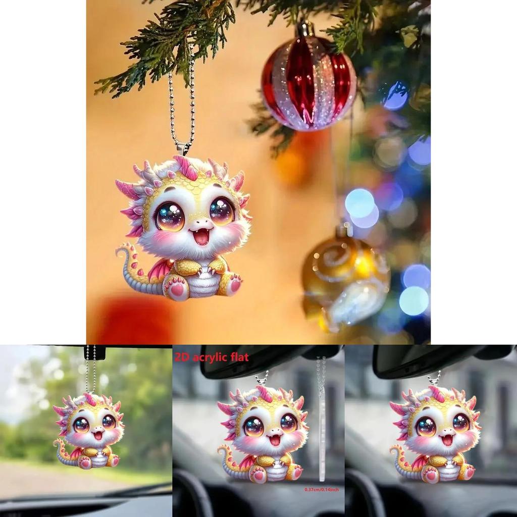 Colorful Cartoon Acrylic Dragon Car Interior Decor Pendant For Rearview Mirror
