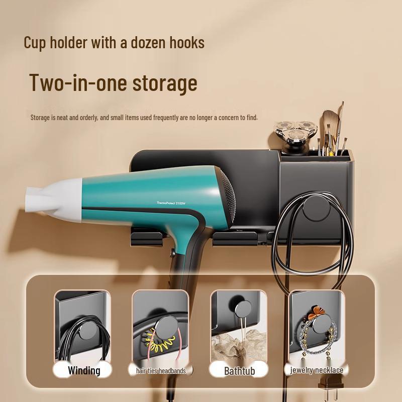 Bohrfreier Haartrocknerhalter: Wandmontierte Aufbewahrung für Badezimmer