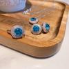 Cross Border Circular Simulation Sea Blue Ring Internet Celebrity Simple Necklace Women's Set
