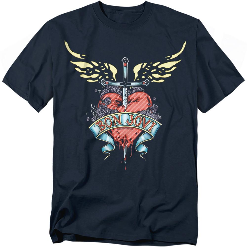 Bon Jovi Daggered T-Shirt S-5XL Navy XXXL