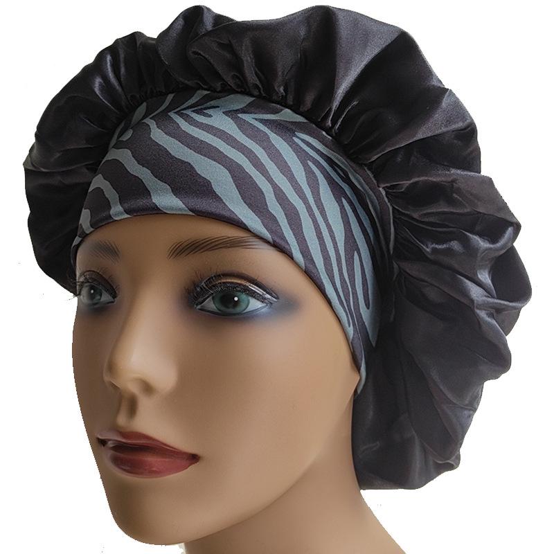 Leopard & Zebra Print High Elastic Satin Nightcap for Beauty & Bath One Size