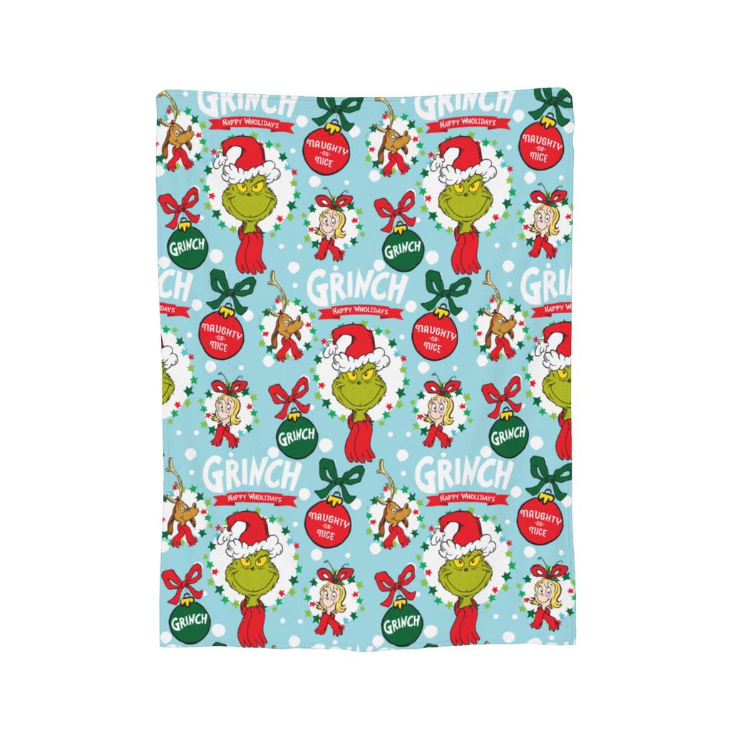Christmas-S-Green-S-Grinch Blanket Fleece Textile Decor  Portable Warm Throw Blanket for Home Office Rug Piece