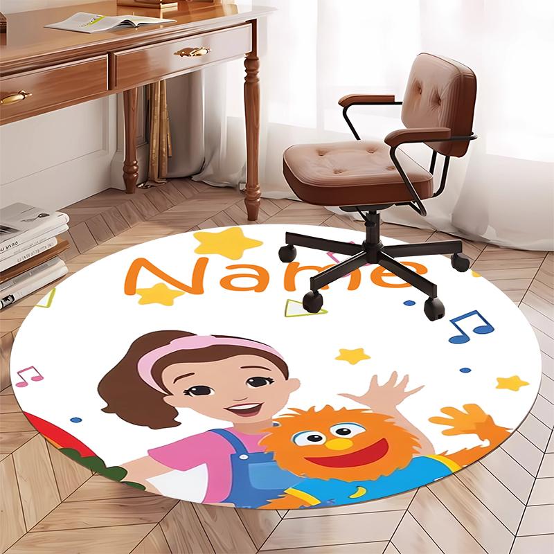 Custom Name Ms. Rachel Printed Round Rug Carpet Chair Rug Area Rug Entryway Doormats,for Office Chair Living Room Bedroom Kitchen Room.