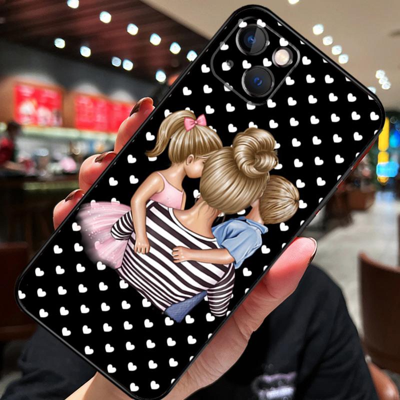 Beautiful Mother Daughter Son For iPhone 12 11 14 13 Pro Max Mini XS Max XR X SE 2020 6S 7 8 Plus Case Phone Back Cover