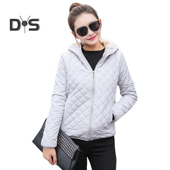 Winter Women Jacket Hooded Zip-up Long Sleeves Thick Plush Lined Solid Color Cardigan Keep Warm Commuting School Coat