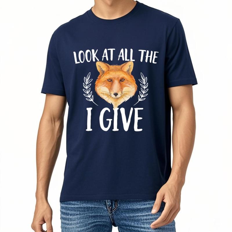 Soft Unisex Round Neck Tshirt Black Look At All The I Give Fox Everyday Unisex Teeshirt Oversized Tshirt Vintage Tshirt Unisexs Top