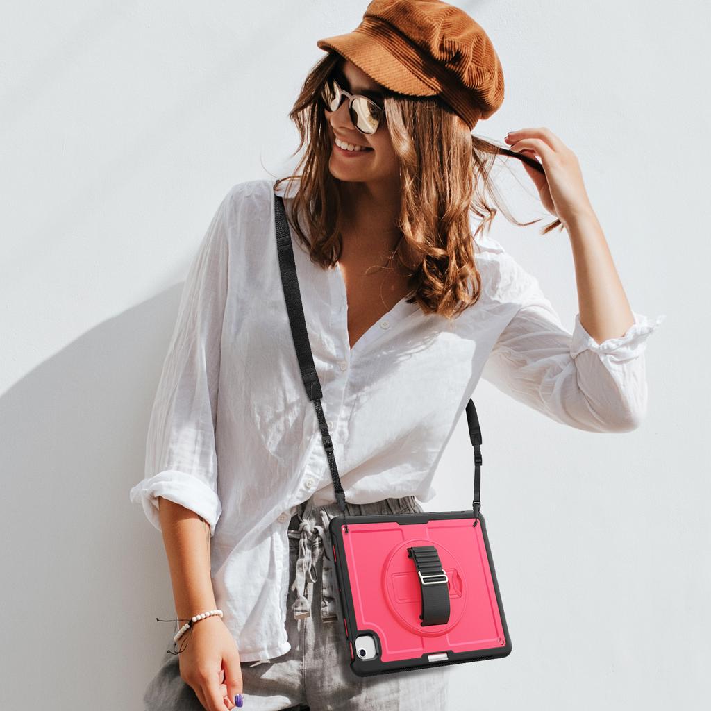 Pour iPad Air 13 (2025)/(2024) Étui avec support PC+TPU Housse de tablette avec bandoulière