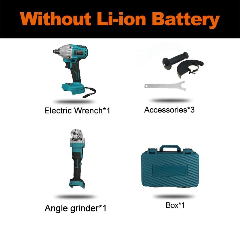 1600w 388VF Cordless Angle Grinder 800n.m Grinder Grinding Machine for 18V Battery 125mm