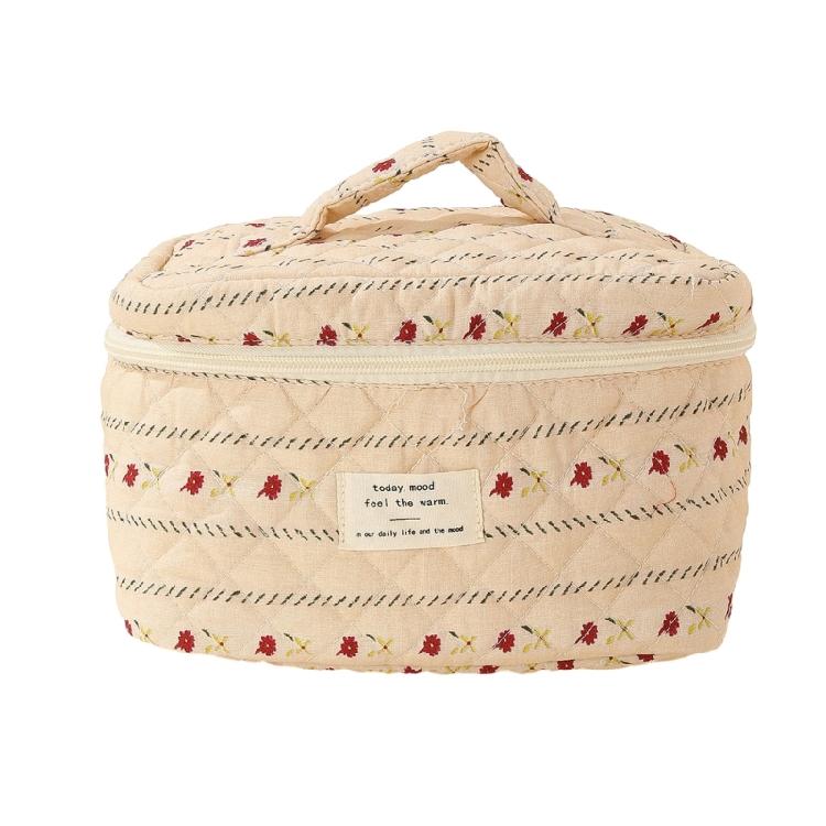 Trendy Flower Print Cosmetic Bag Convenient Pouch for Home Office and Traveling