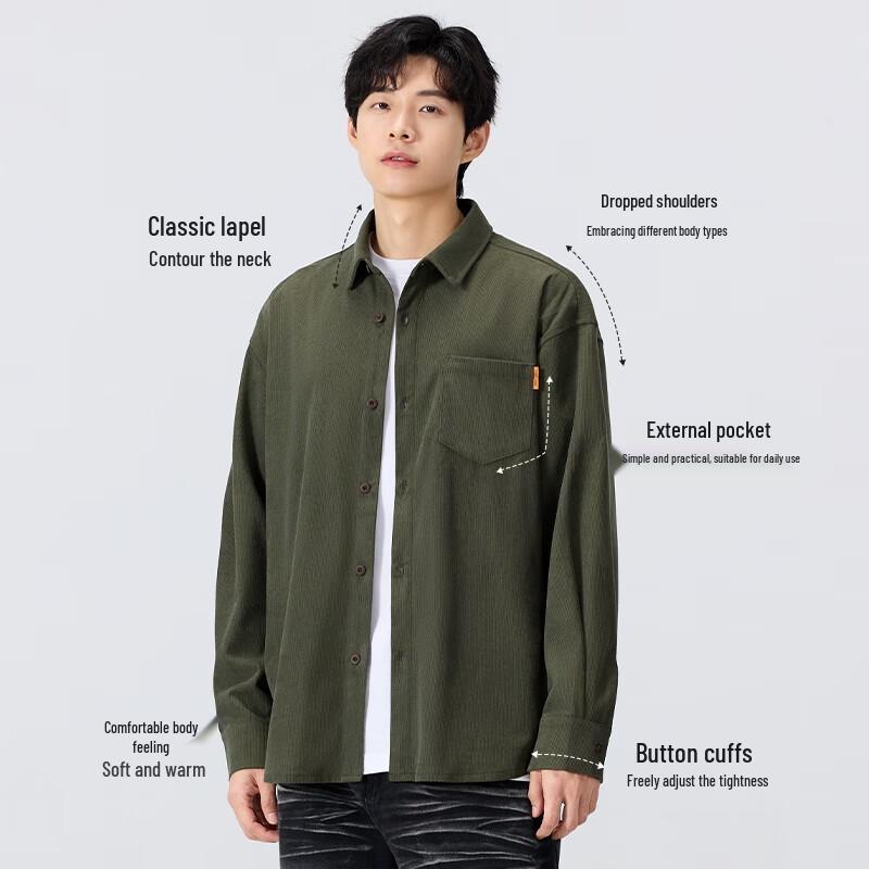 MINISO Men's Heavy Corduroy Long-Sleeve Shirt Jacket