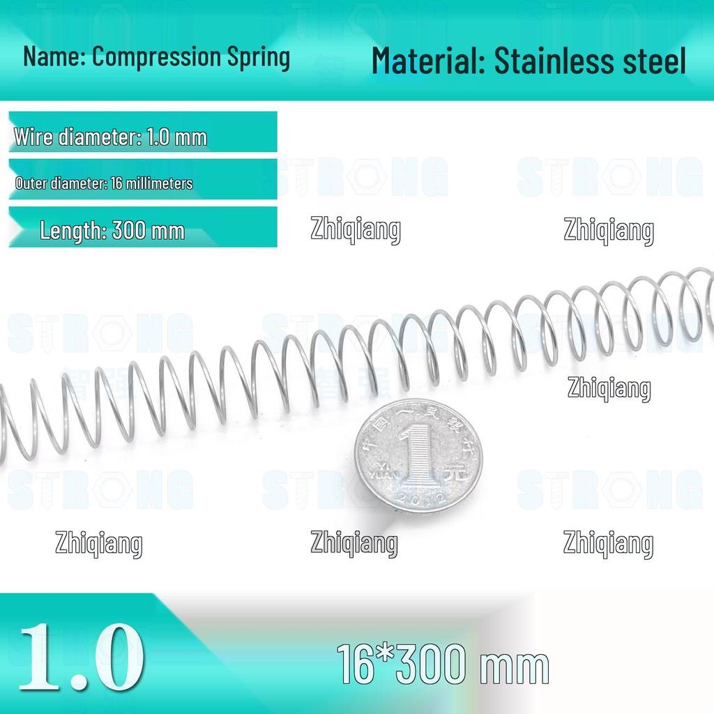 304 Stainless Steel Compression Spring – 300mm Long, High Elasticity, Shock Absorption, Customizable