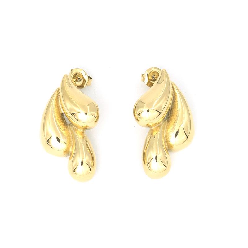 Stainless Steel Earrings European and American Jewelry 18K Gold Stud Earrings Real Gold Electroplated Versatile Ear Jewelry