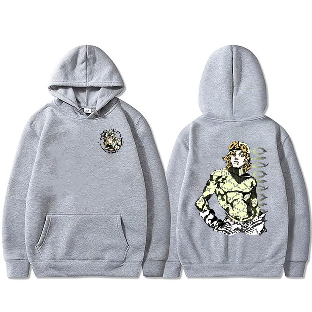 Anime Jojo Bizarre Adventure Steel Ball Run Hoodie Manga Diego Brando Print Sweatshirt Unisex Fashion Casual Pullover Hoodies