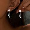 1Pair of Three-dimensional Flower Cherry Blossom Elegant Fashion Women's Earrings, Inlaid with Synthetic Zircon Pendant