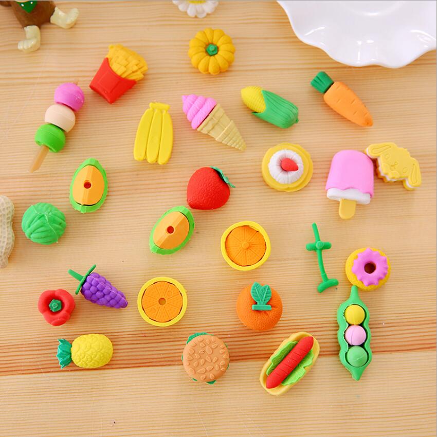 Cute Simulation Food Vegetable Eraser Set Office Study Rubber Eraser Special Stationery Gifts Toy