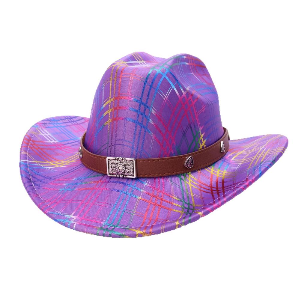 European and American Color Western Denim Hat Outdoor Bright Color Warped Edge Jazz Hat Men's and Women's Versatile Top Hat