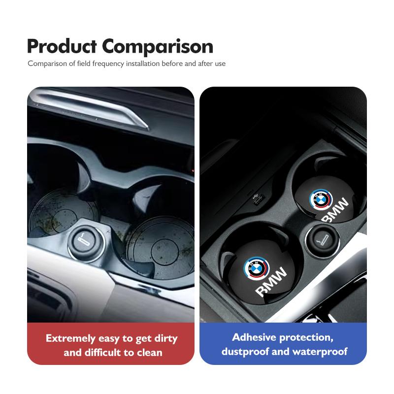 2Pcs Car Coaster Mat Water Cup Holder Anti-Slip Accessories For BMW G01 G02 F15 F16 G05 G06 G07 F07 G30 G32 F40 F44 F34 c1