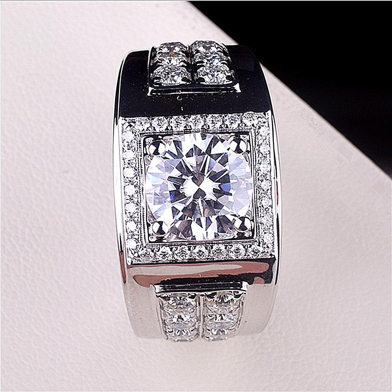 2026 Men's Ring Full Diamond Fashion Light Luxury Men's Open Ring Accessories