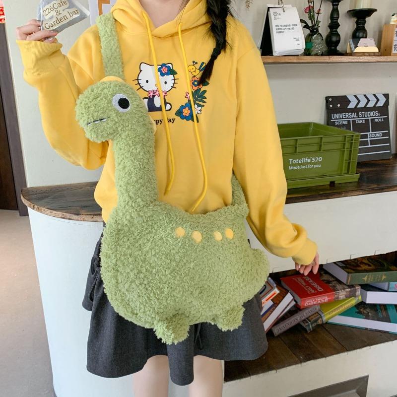 Cartoon dinosaur doll bag storage bag girl change bag shoulder messenger bag plush toy handbag