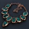 Indicolite Handmade Gemstone Necklace, Copper Electroformed Antique Jewelry Adjustable Chain Necklace, For Engagement Gift