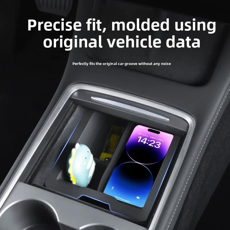 Car Sticker For Tesla Model 3 Highland Model Y Central Control Armrest Box Silicone Storage Front and Rear Storage Small Ice Box