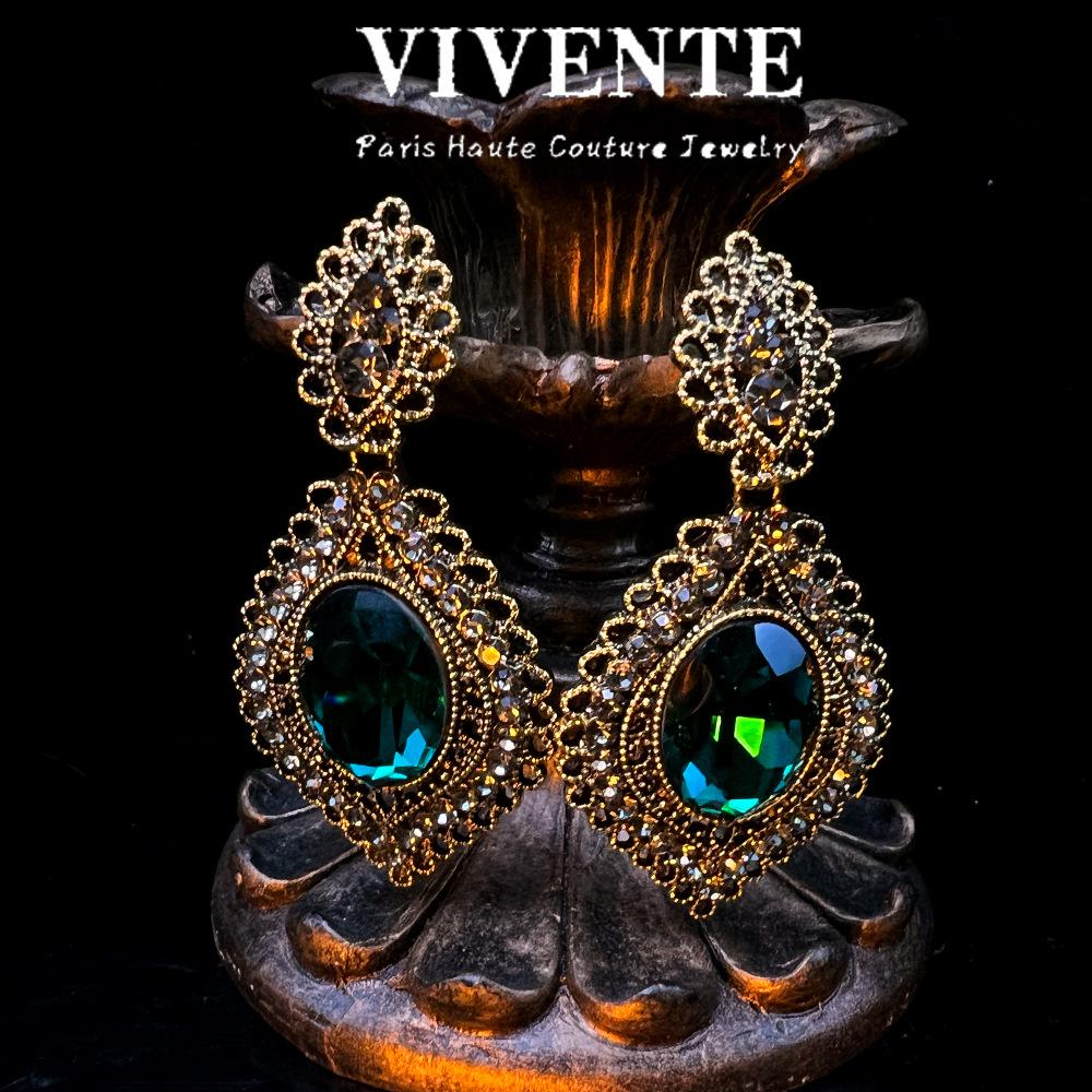 Czech Diamond Openwork Runway Earrings with Sparkling Cross Backflow Design