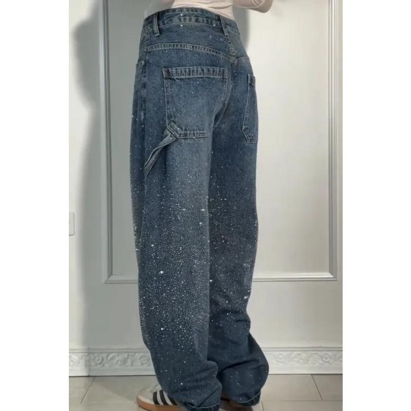 Neue Damenmode Stern Strass Jeans, Funkelnde Bling Bling Denim Hose für Lässigen Chic Tägliche Kleidung