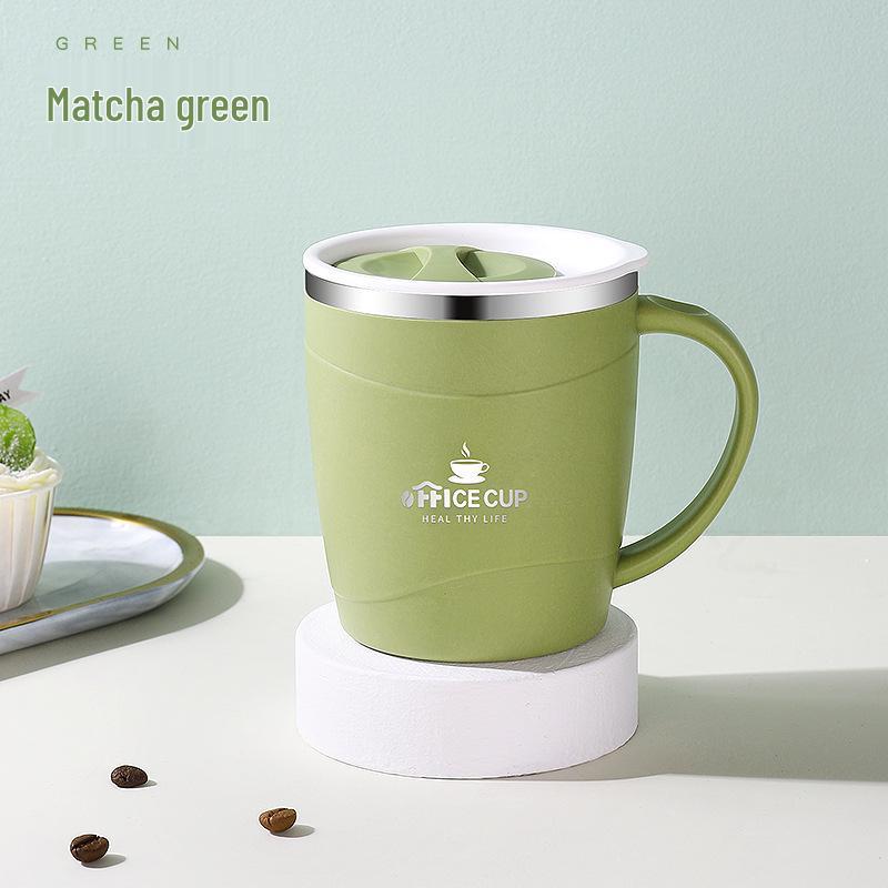 Stainless Steel Double-Layer Coffee Mug with Lid and Handle - Colorful and Portable Travel Mug