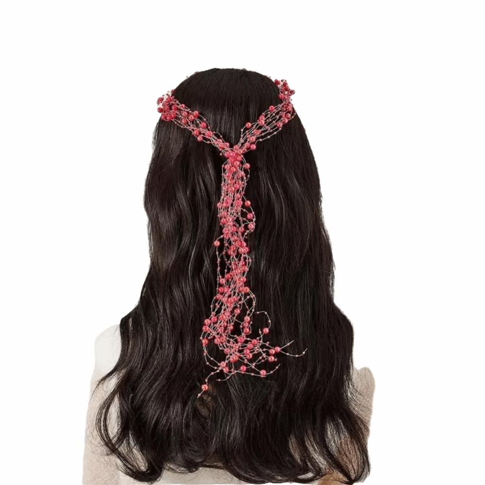 Multi-Layer Bridal Pearl Headband Handmade Women Daily Hair Wear Crystal Pearl Hair Vine Wedding