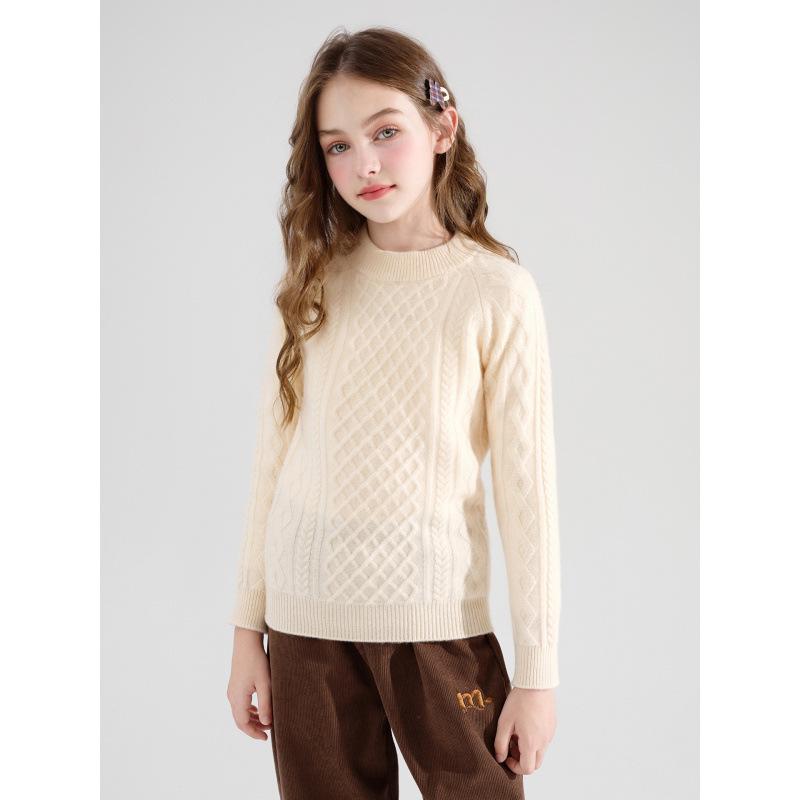 Men's and Kids' Thickened Pure Wool Turtleneck Sweater, Cable Knit Base Layer Pullover for Medium and Large Children