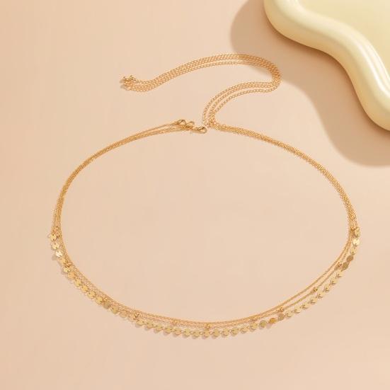 Women Waist Chain Double-layer Sequin Adjustable Length Hollow Out Belly Dance Performance Waist Jewelry Parties Festivals Nightclub Body Chain