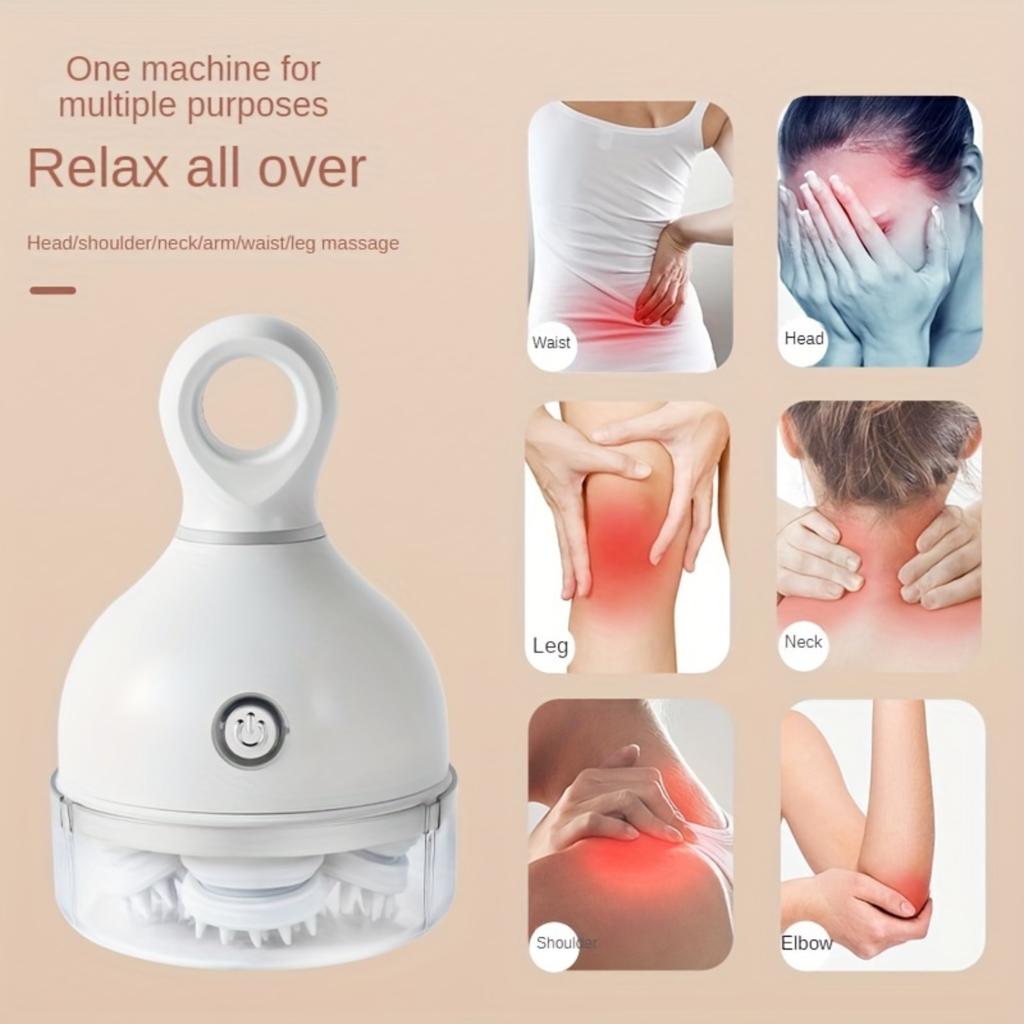 New multifunctional head massager, handheld head decompression therapy, waterproof kneading, wireless head massager.