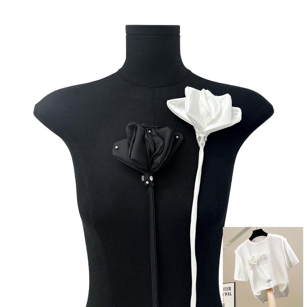Black And White Three-Dimensional Flower Accessories Clothing Corsage Collar Brooch Dress Diy Accessories Jewelry